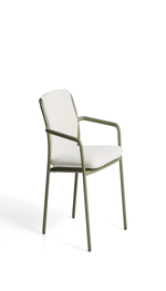 Уличный стул Linosa из зеленого алюминия с бежевой подушкой