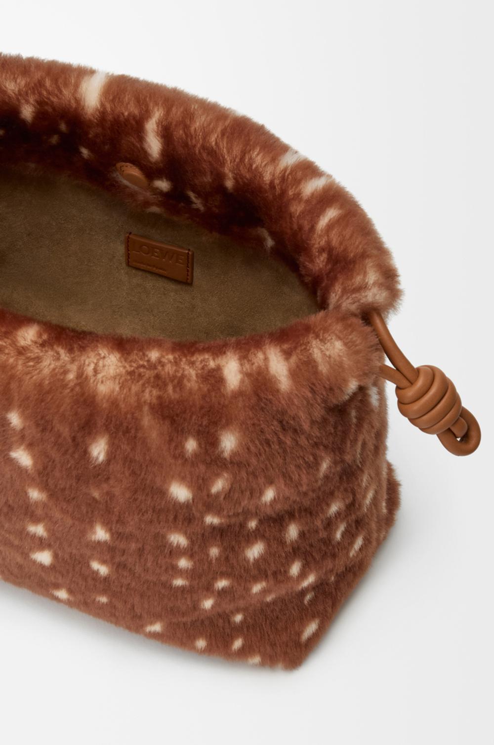 Loewe Средняя сумка Flamenco из овчины с принтом, коричневый/белый
