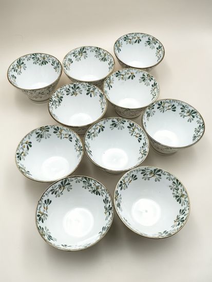 Салатник 12,5х7,5 см. "Япония" зеленый декор