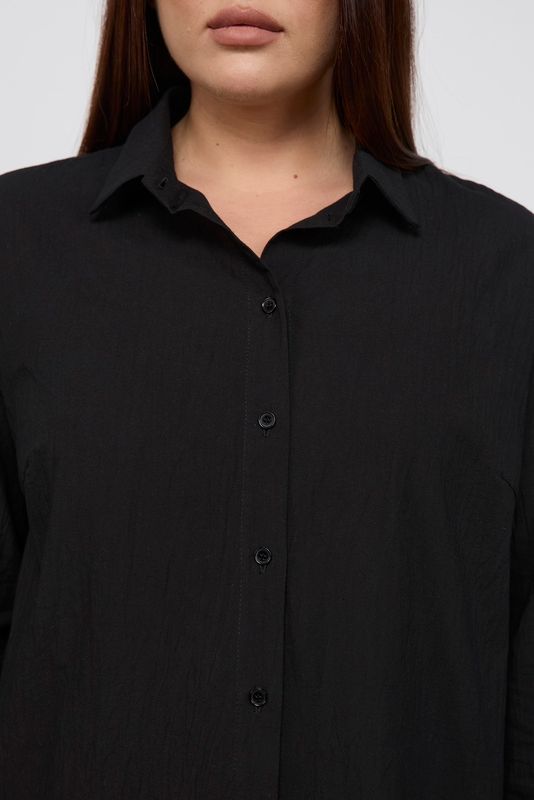 Рубашка свободного кроя из тонкого хлопка, черный