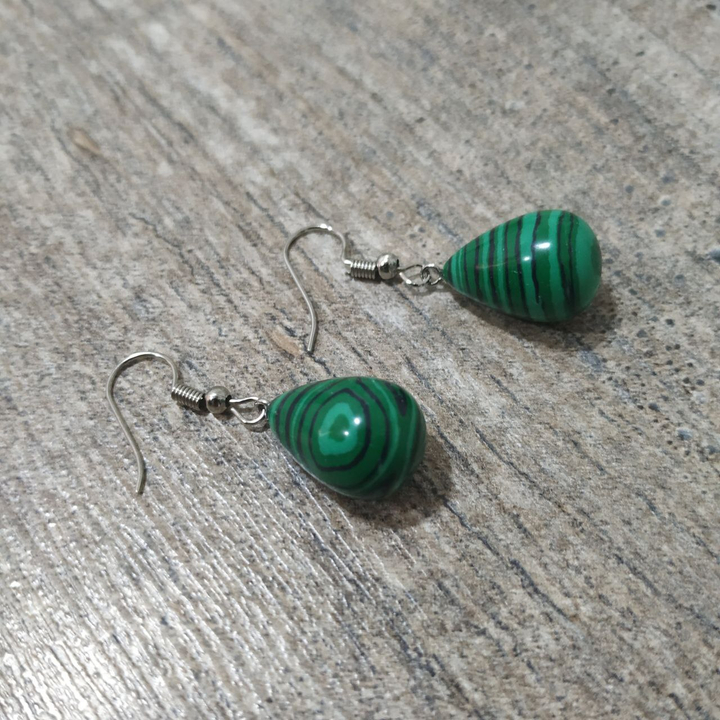 Серьги Малахит форма капля малая