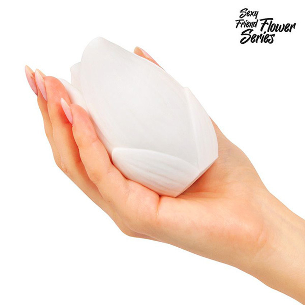 Белый нереалистичный мастурбатор 15см в форме бутона цветка Bior Toys Sexy Friend Flower Lotus SF-70283