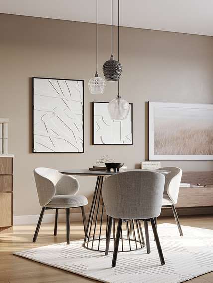 Фактурное панно с эффектом 3d minimalism, 60х60 см, белый\бежевый