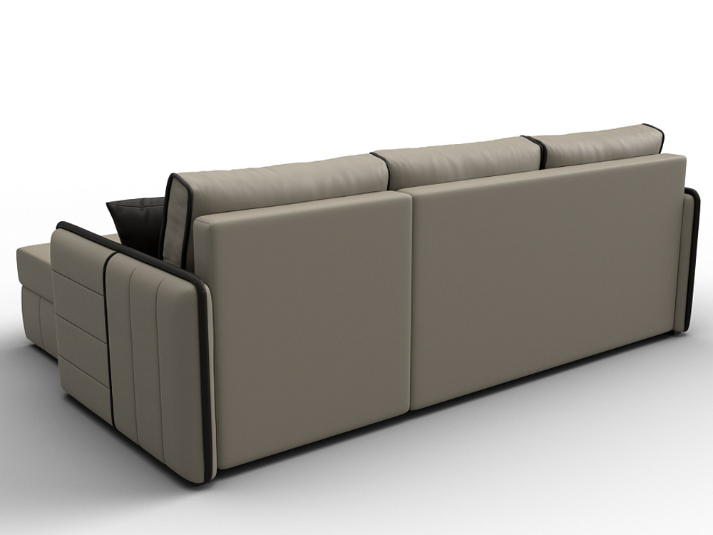 Диван угловой Лига-078 угол универсальный ЭКОКОЖА GRIFON 04 бежевый/GRIFON 12 коричневый