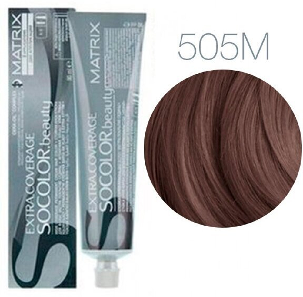 Matrix Краска для волос без аммиака SoColor Pre-Bonded 505M Светлый шатен мокка 90 мл.