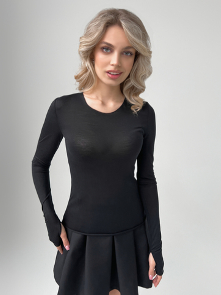 Лонгслив 2024 однотонный с вырезом под палец