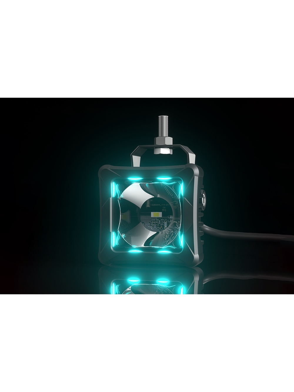 Светодиодные фары дальнего света AURORA 76x76 мм 30W с RGB подсветкой