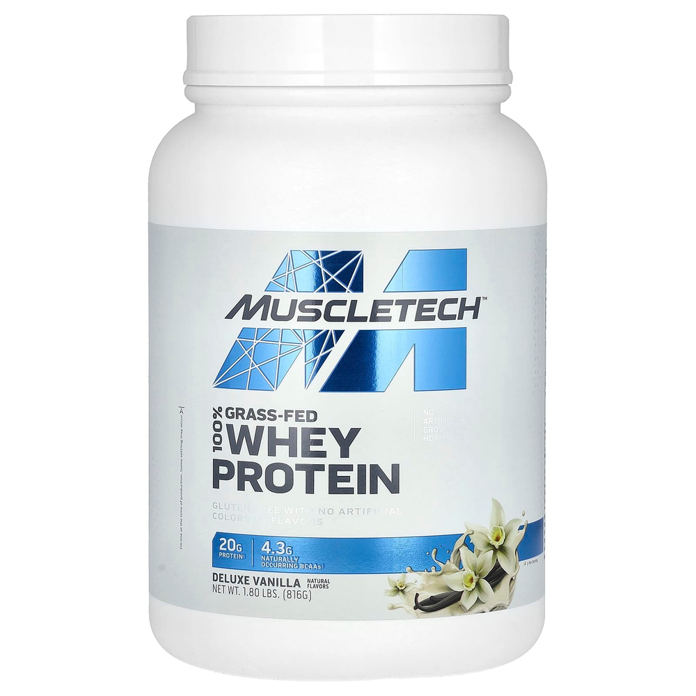 MuscleTech, 100% сывороточный протеин травяного откорма, ваниль, 816 г (1,8 фунта)