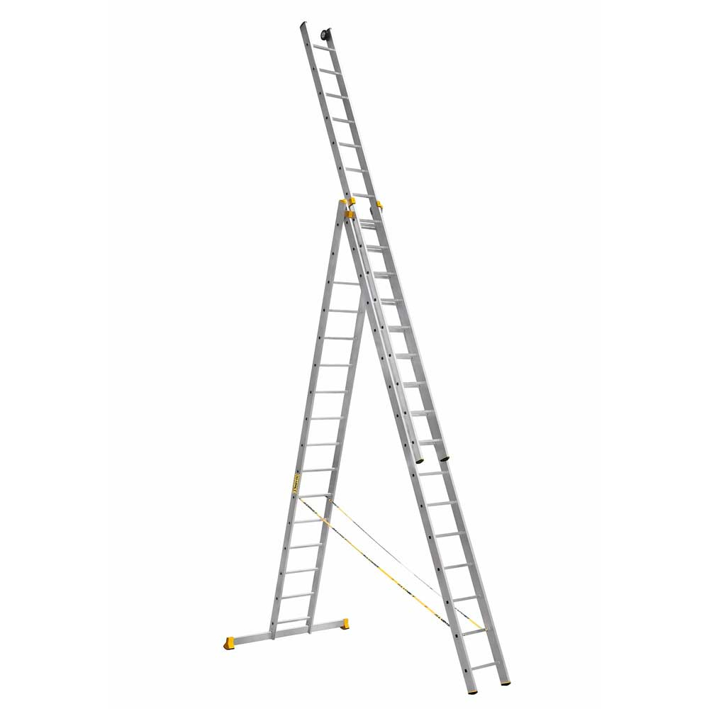 Лестница алюминиевая Алюмет трехсекционная 3x16 ступеней (9316)