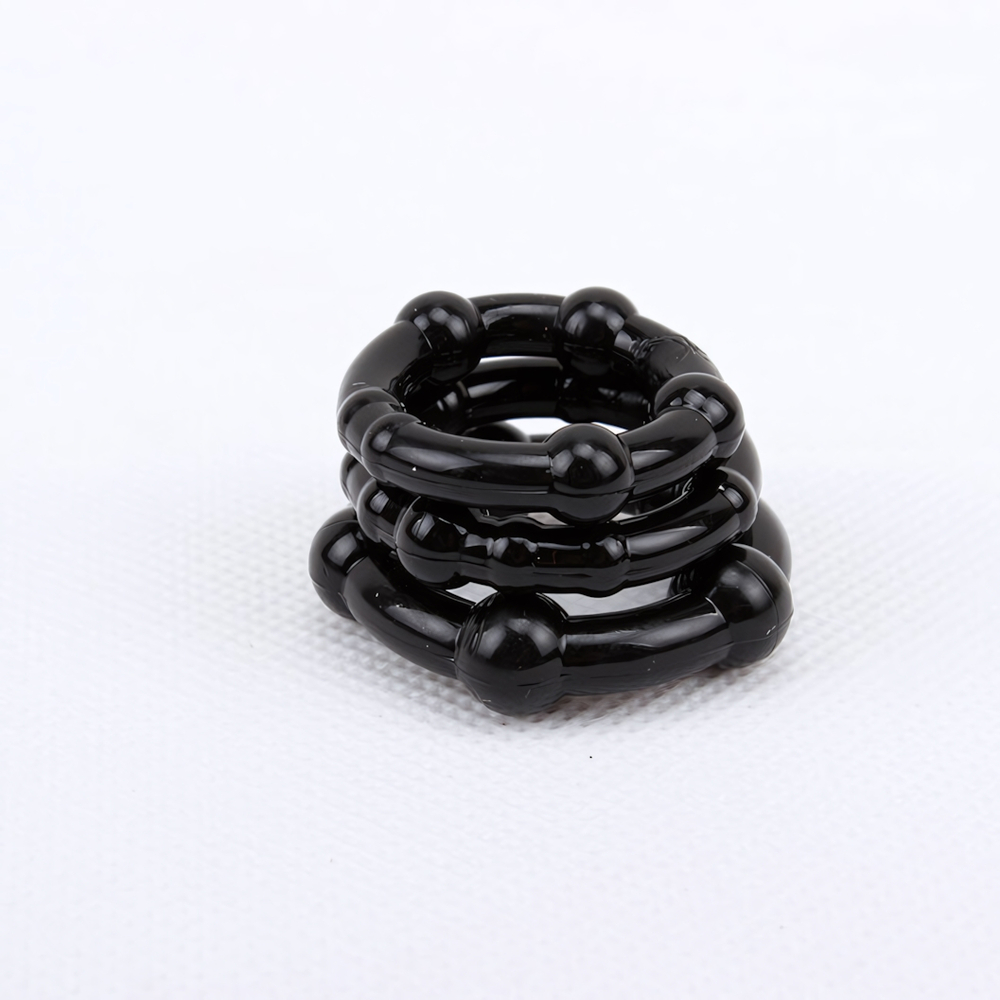 Эрекционые кольца Beaded Cock Rings (Цвет: черный)