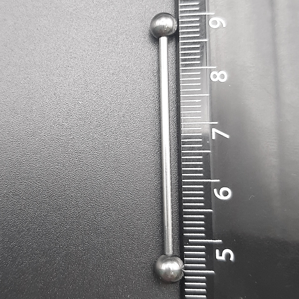 Штанга для пирсинга на индастриал 1,6x38x5x5 мм.  Титан G23.