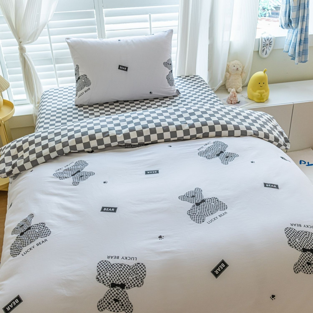 Комплект постельного белья на резинке Сатин Люкс KIDS 100% хлопок CDKR063 1.5-спальный наволочки 50x70
