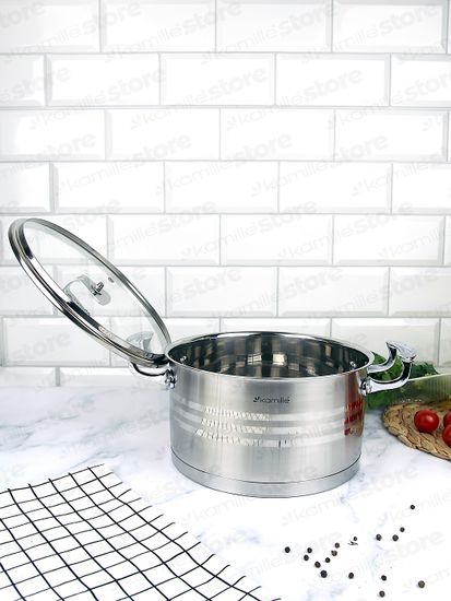 Кастрюля 4,4 л. из нержавеющей стали Kamille KM 5856 с крышкой