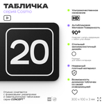 Таблички с номером помещения "Помещение №20", номер на дверь, 30 х 10 см, серия COSMO 3010, черная, Айдентика Технолоджи