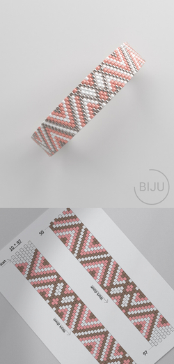 Схема PEYOTE, Схема браслета мозаичное плетение, узор из Miyuki Delica 11/0, файл PDF, №279