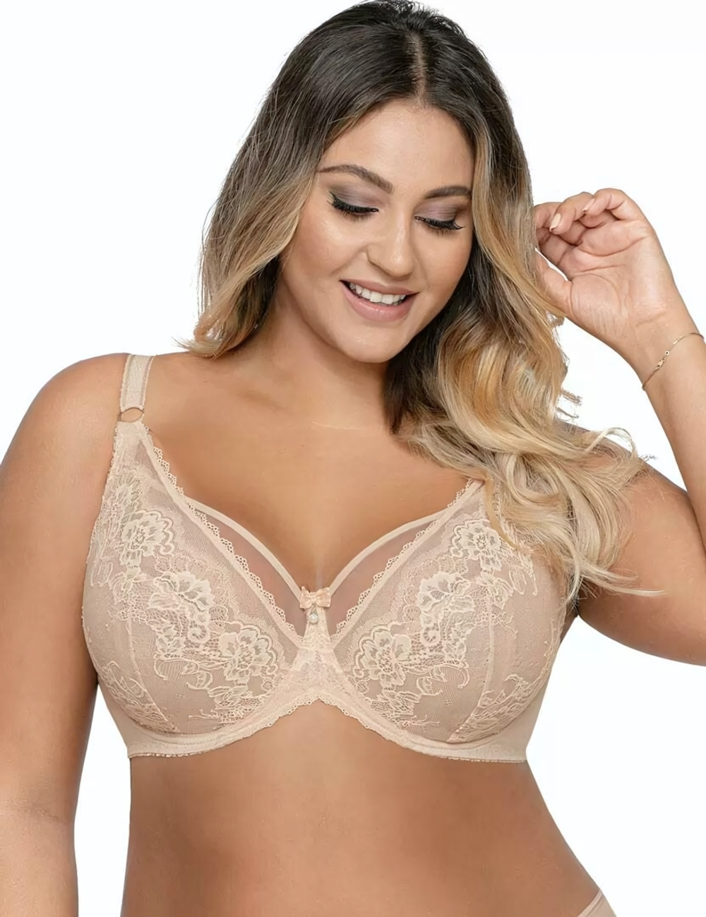 Соблазнительный бюстгальтер на каркасах с мягкими чашками (Размер: 105C) (Цвет: бежевый)