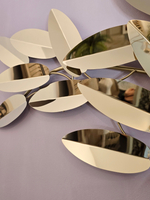 Панно на стену для интерьера декоративное большое металлическое "Листья монстеры" 130*71 см