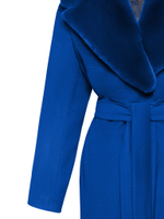 Женское шерстяное пальто с мехом бобра