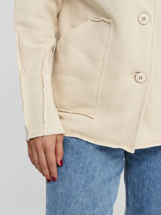 Жакет строчки трикотажный, бежевый