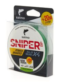 Шнур плетеный Salmo Sniper BP ALL R BRAID х4 Grass Green 120м, 0.17мм