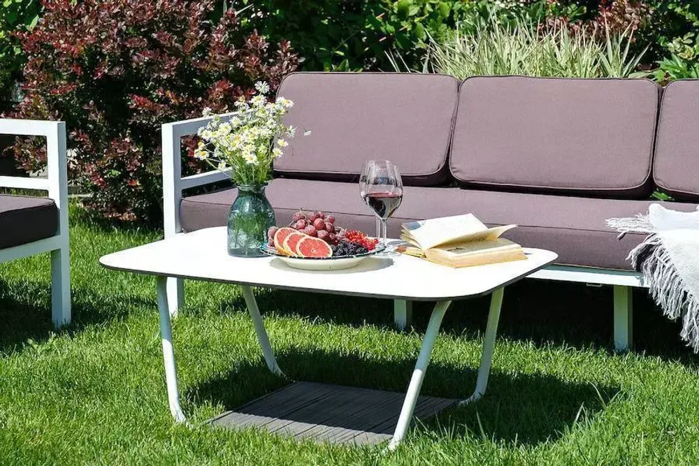 "Эстелья" лаунж-зона из алюминия со столиком из HPL 5-местная