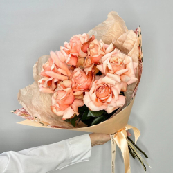 «Персиковое пюре» букет из французских роз