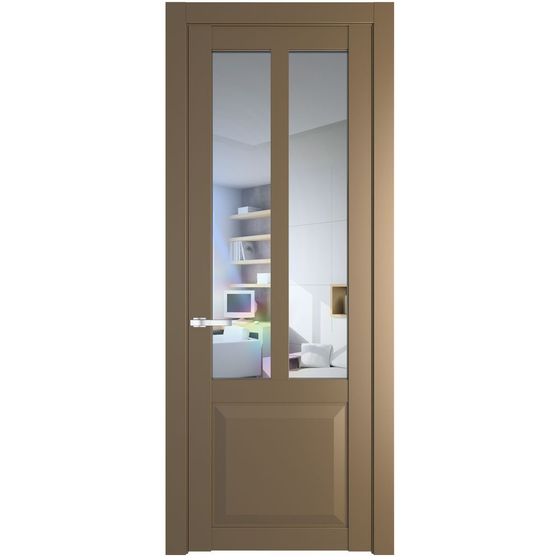 Межкомнатная дверь эмаль Profil Doors 1.8.2PD перламутр золото стекло прозрачное