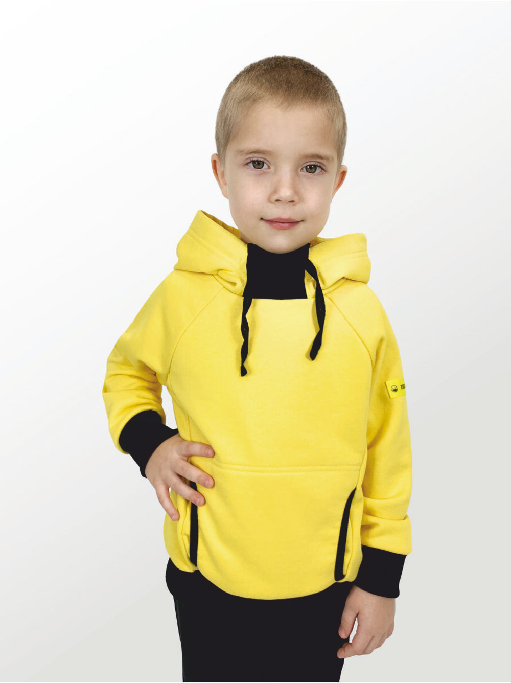 Худи для детей, модель №4, с капюшоном, рост 110 см, желтый