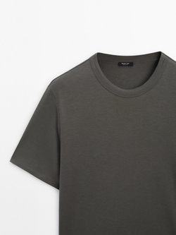 Massimo Dutti Футболка из смесового хлопка, серовато-синий