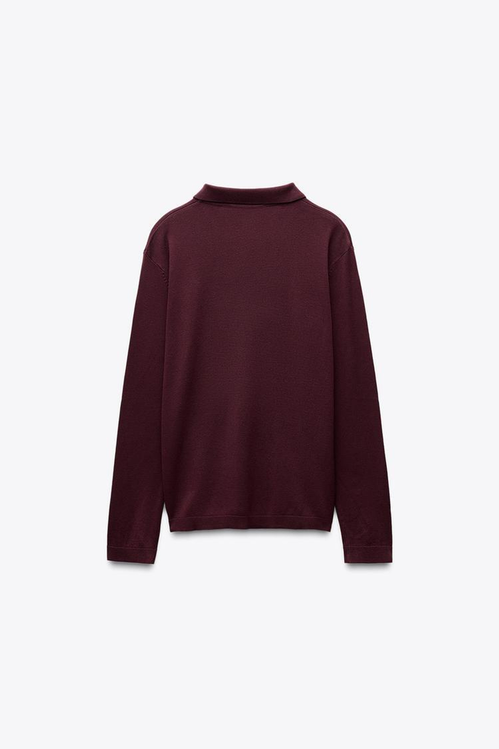 ZARA ОДНОТОННЫЙ ТРИКОТАЖНЫЙ ТОП С ВОРОТНИКОМ ПОЛО, ВИННЫЙ