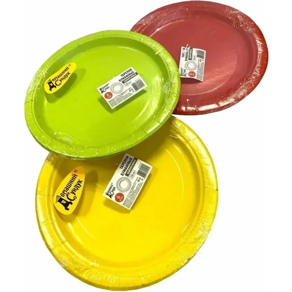 Набор тарелок БУМАЖНЫХ 230мм 6шт Домашний Сундук ДС-356