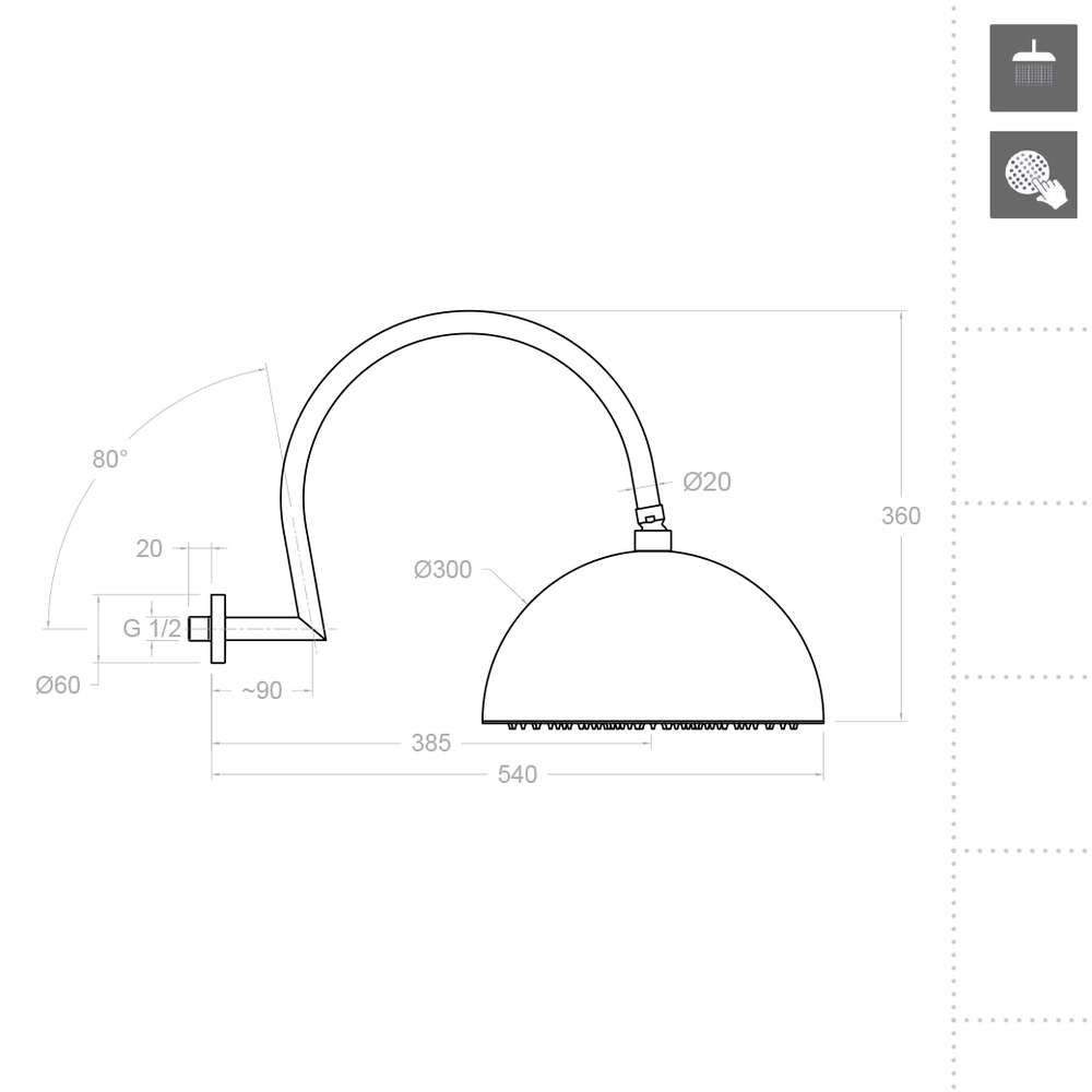 Душ тропический настенный HYDROTHERAPY RB3A390
