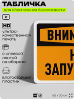 Табличка для обеспечения безопасности "Внимание, не запускать", для офиса, по охране труда для предприятия, организаций, 40х30 см, Silver Plane x Айдентика Технолоджи
