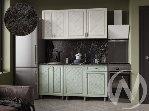 Кухня Вильма 1.6м (корпус белый/айвори; васаби) 26мм кастилло темный