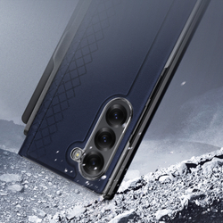 Чехол синего цвета с премиальной искусственной кожи от Dux Ducis для Samsung Galaxy Z Fold 6, серия Bril Series Case (версия с S Pen)