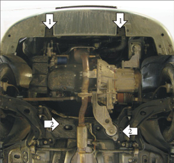Защита картера Двигателя, КПП. 2 мм, Сталь. для FIAT Albea 2006-2012, FIAT Albea 2002-2006 MOTODOR.00611