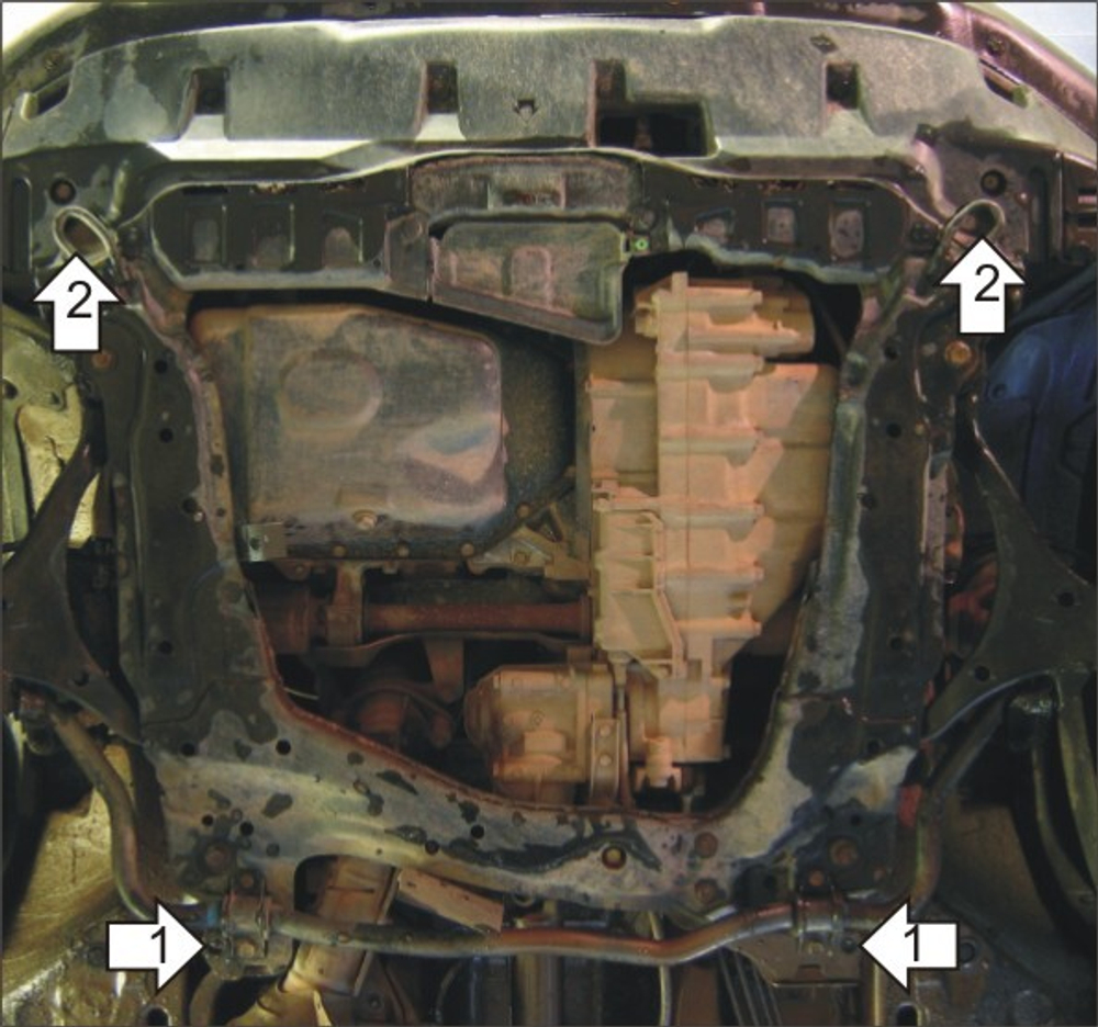 Усиленная защита Motodor картера двигателя, кпп. 2 мм, сталь. для Honda CR-V II 2004-2006,Honda CR-V II 2001-2004 арт.00824