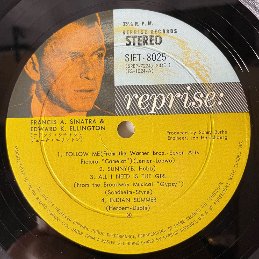 Винтажная виниловая пластинка LP Frank Sinatra With Duke Ellington (Japan 1968) (No Obi) All I Need Is The Girl