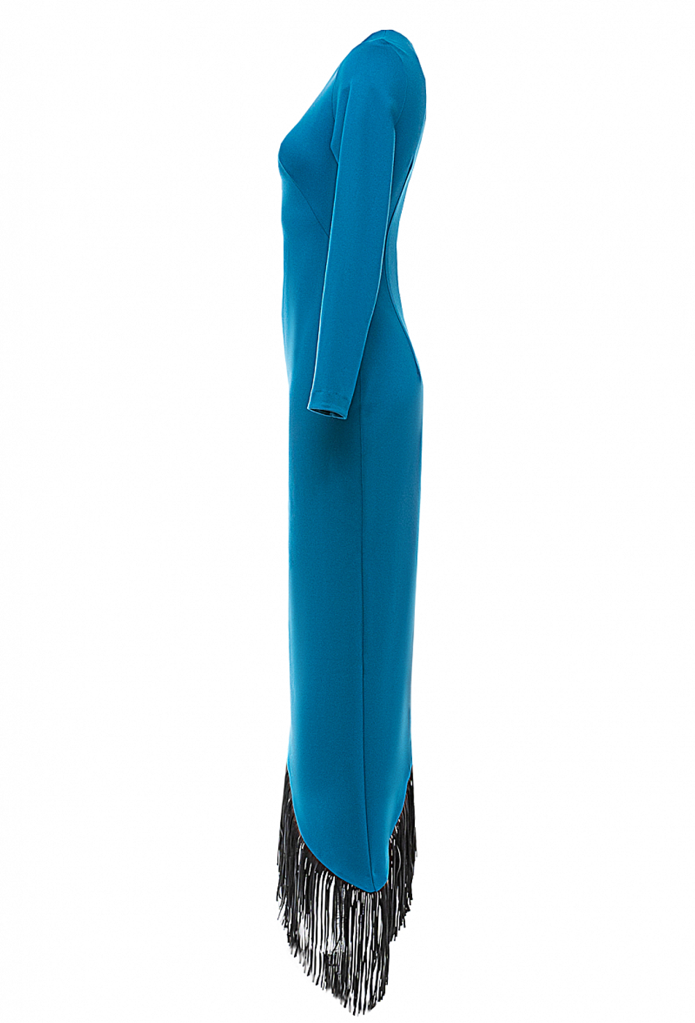 Платье-футляр с одним длинным рукавом синее 03-02-23 SS