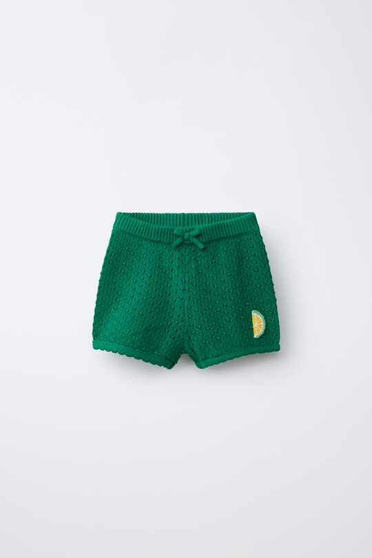 ZARA Х CASA LAWA ТРИКОТАЖНЫЕ ШОРТЫ, ЗЕЛЕНЫЙ
