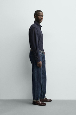 ZARA РУБАШКА ИЗ МЯГКОГО ХЛОПКА, МОРСКОЙ СИНИЙ