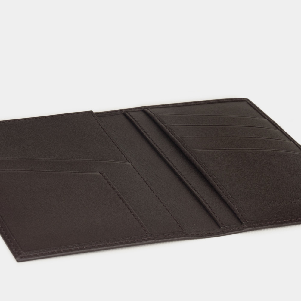 Обложка для паспорта и автодокументов Cannes из кожи теленка, темно-коричневого цвета