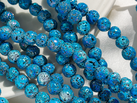 Нить бусин из лавы с радужным покрытием, 6,6мм