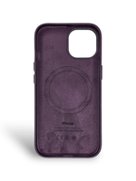 Кожаный чехол Leather Case iPhone 15, Dark Cherry Темно-фиолетовый