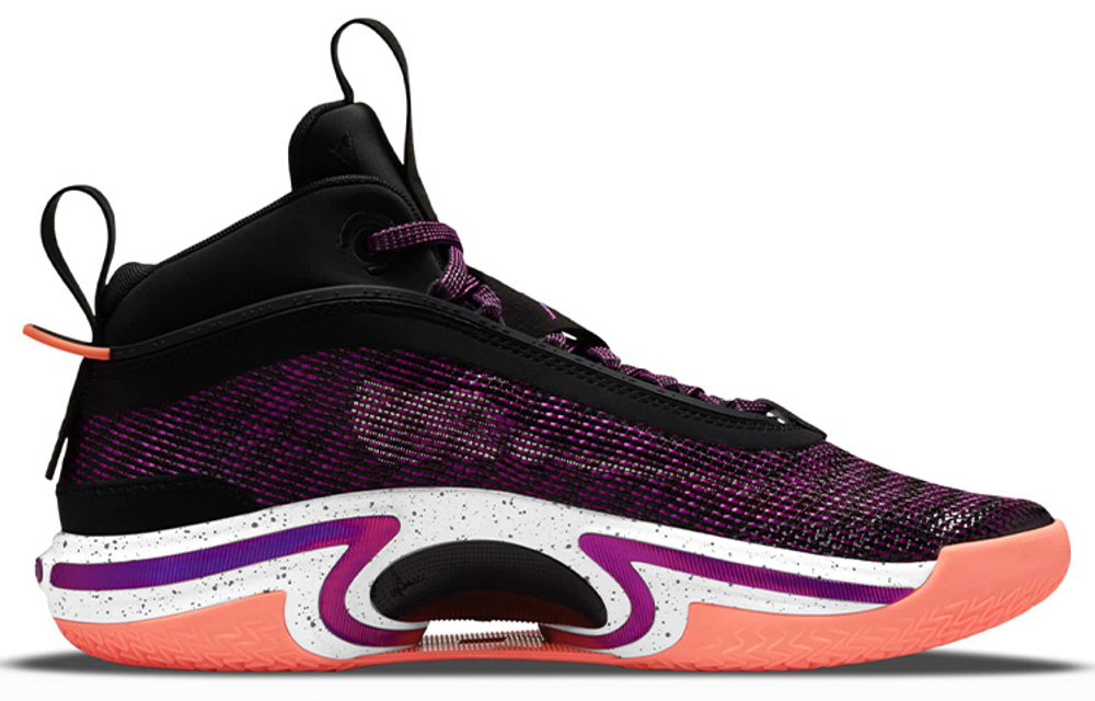 Jordan Air Jordan 36 PF "First Light" fabric synthetic leather TPU UV shock absorption, non-slip, wear-resistant wrapping support, mid-cut actual combat basketball shoes for men and women with the same black and purple domestic version