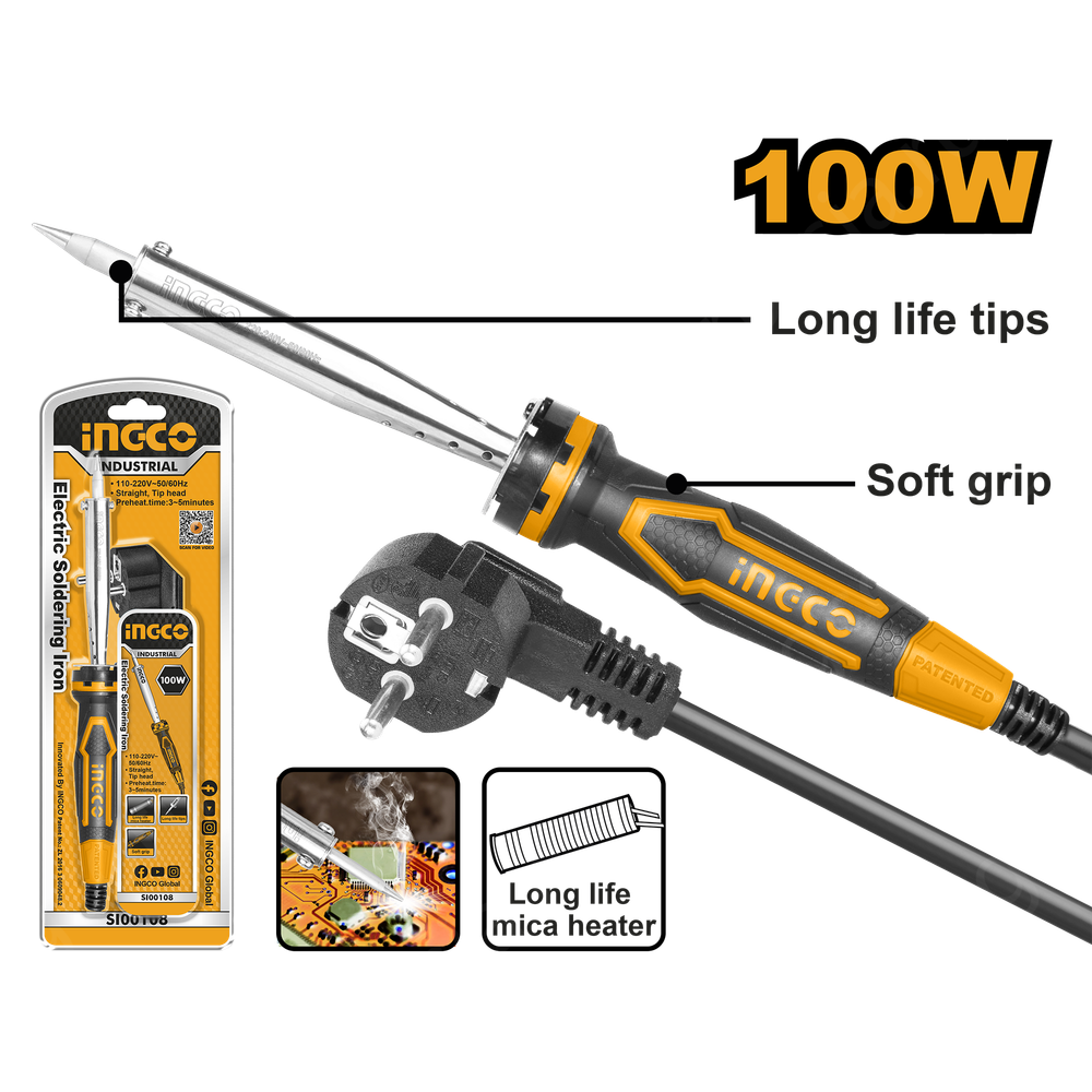 Паяльник электрический 100Вт INGCO SI00108 INDUSTRIAL