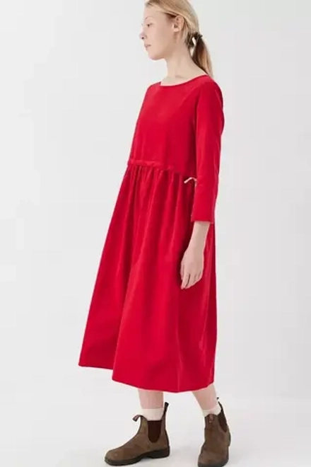 Платье с кулиской из вельвета красного цвета