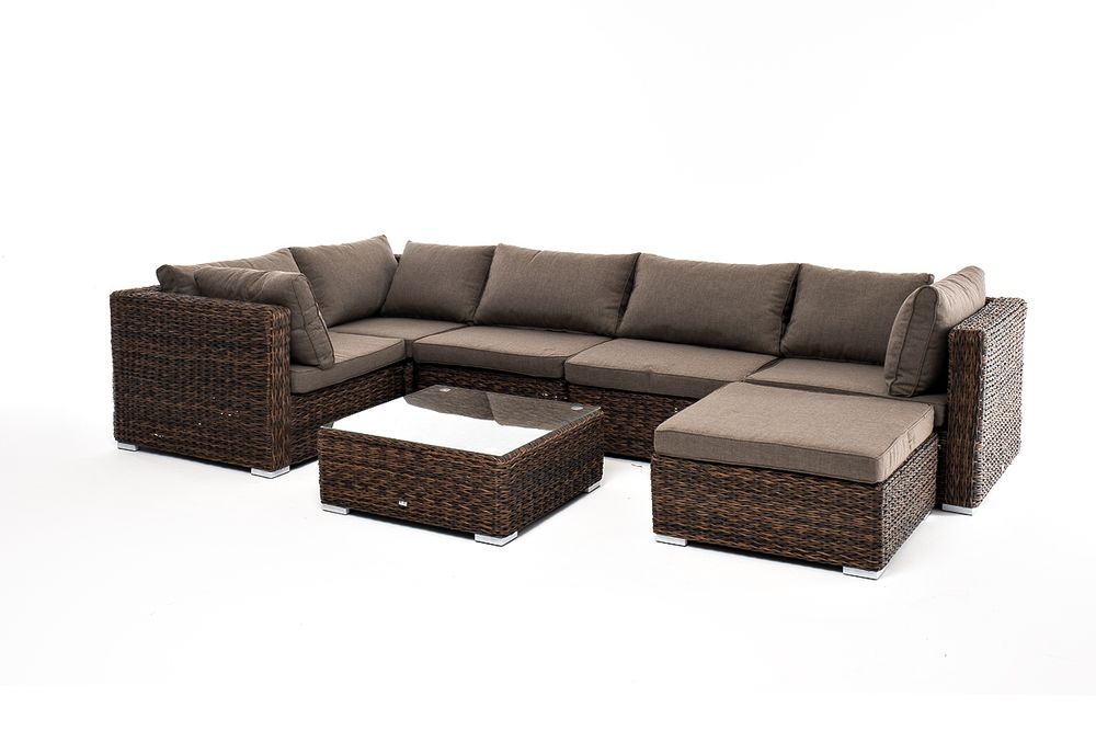 "Лунго" трансформирующаяся лаунж-зона из искусственного ротанга (гиацинт), цвет коричневый