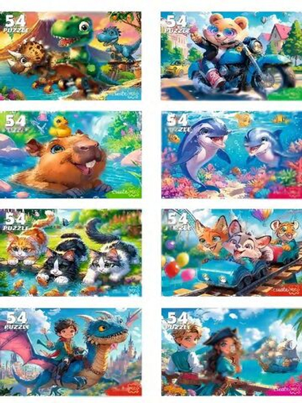 Пазлы 54 элемента "Сказочные истории" 8шт/уп