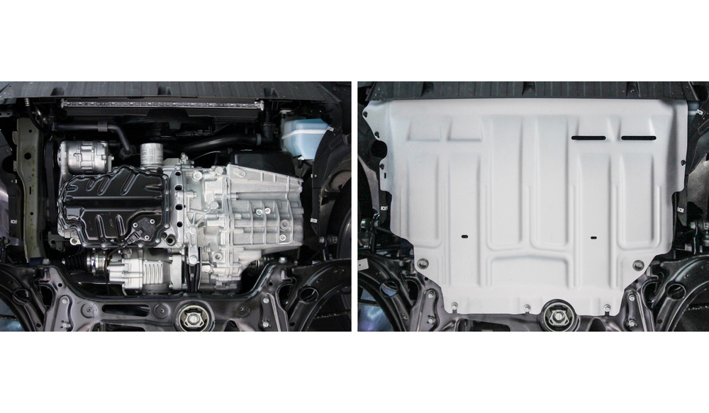 Защита картера и КПП AutoMax для Skoda Karoq (V - 1.4 (150 л.с.)) 2020-н.в./Skoda Kodiaq (V - 1.4 (125/150 л.с.); 2.0 (180 л.с.)) 2017-2021/Skoda Kodiaq (V - 2.0D (150 л.с.)) (с Webasto) 2017-2021/Volkswagen Taos (V - 1.4 (150 л.с.)) 2021-н.в./Volkswagen Tiguan II (V - 1.4 (125/150 л.с.); 2.0 (180 л.с.); 2.0D (150 л.с.)) 2016-2020/Volkswagen Tiguan II рестайлинг (V - 2.0 (180 л.с.)) 2020-н.в., алюминий 2.5 мм, с крепежом, штампованная, AM333.5127.1